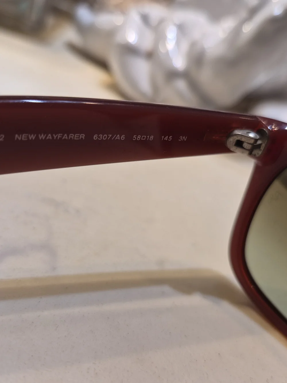 Two-Tone Tan/Burgandy Frame Raybans Sunglasses with Gradient Lenses